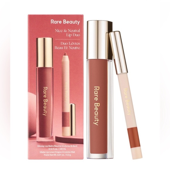 NWT RARE BEAUTY BY SELENA GOMEZ Nice & Neutral Lip Gloss and Liner Duo